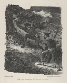 Faust and Mephistopheles in the Hartz Mountains (Goethe, Faust), 1825-27., 1825-27. Creator: Eugene Delacroix