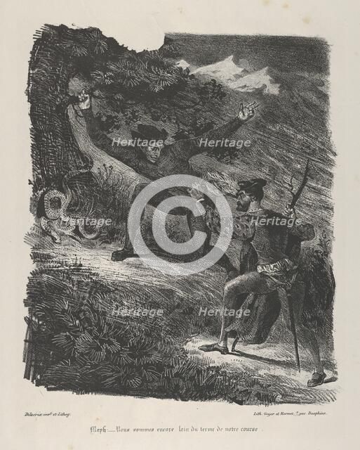 Faust and Mephistopheles in the Hartz Mountains (Goethe, Faust), 1825-27., 1825-27. Creator: Eugene Delacroix.