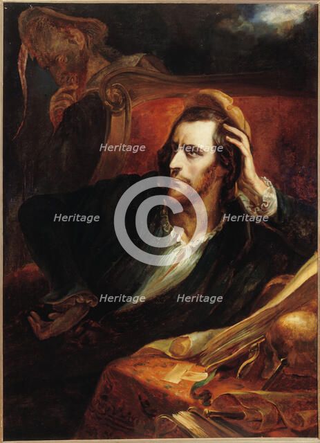 Faust in His Study (Faust dans son cabinet), ca 1848. Creator: Scheffer, Ary (1795-1858).