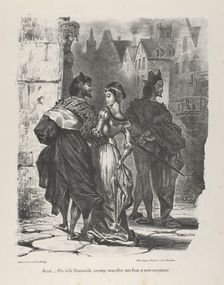 Faust Trying to Seduce Marguerite (Goethe, Faust), 1825-27., 1825-27. Creator: Eugene Delacroix