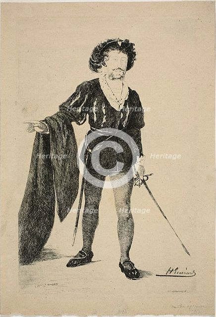 Faure in the Role of Hamlet, c. 1877. Creator: Henri-Charles Guerard.