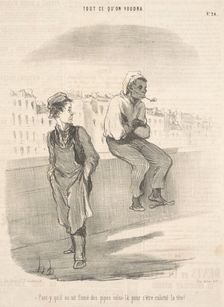 Faut-y qu'il en ait fume des pipes celui-la, 19th century. Creator: Honore Daumier