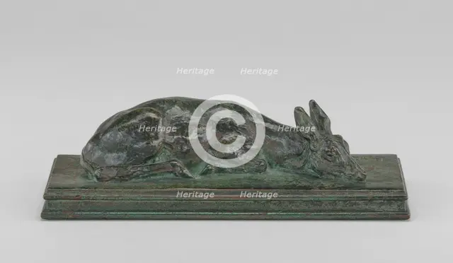Fawn Reclining, model 1840, cast by 1874. Creator: Antoine-Louis Barye.