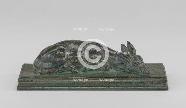 Fawn Reclining, model 1840, cast by 1874. Creator: Antoine-Louis Barye.