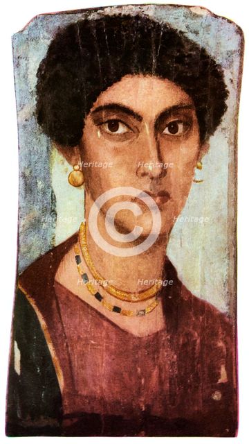 Fayum portrait, Ancient Egyptian, Roman period, c200 AD (1956). Creator: Unknown.