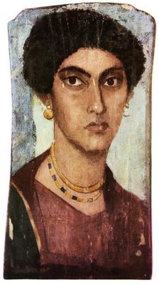 Fayum portrait, Ancient Egyptian, Roman period, c200 AD (1956). Creator: Unknown