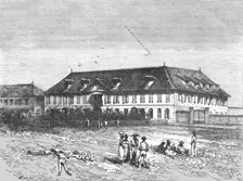 Fazenda House in Brazil; Rio De Janeiro and the Organ Mountains 1875. Creator: Thomas Woodbine Hinchliff