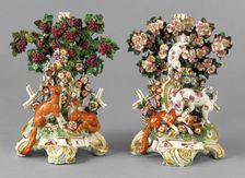 Fable candlesticks, about 1765. Creator: Chelsea Porcelain Manufactory
