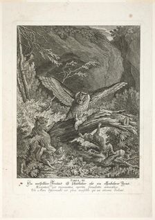 Fable III, plate three from Lehrreiche Fabeln aus dem Reiche der Theire, 1743. Creator: Johann Elias Ridinger