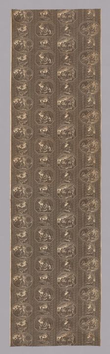 Fables of Fontaine Furnishing Fabric, France, c. 1815. Creator: Hartmann et Fils