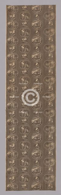 'Fables of Fontaine' Furnishing Fabric, France, c. 1815. Creator: Hartmann et Fils.