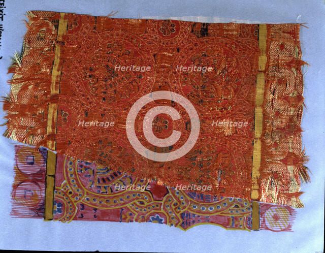  'Fabric of Seu d'Urgell', made of silk, Pallia rotata type, made with a bow loom, Hispano-Arab, …