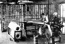 Fabric in the making: warping, 1909. Creator: Unknown