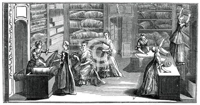 Fabric Shop, (1885).Artist: Bonnardot