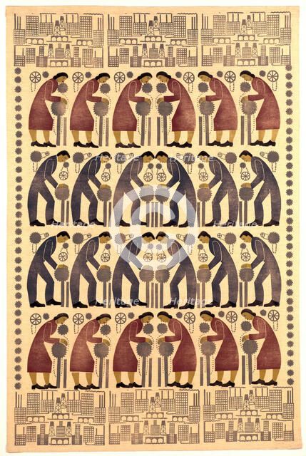 Fabric 'The Workers', about 1936. Creator: Florence K. Kawa.