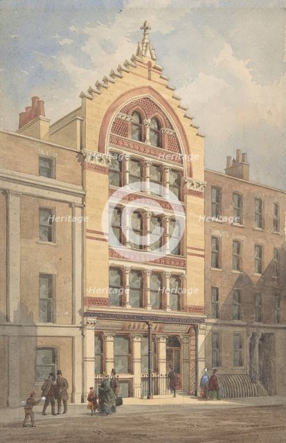 Facade of a Commercial Building, Venetian Gothic Style, ca. 1870. Creator: Anon.