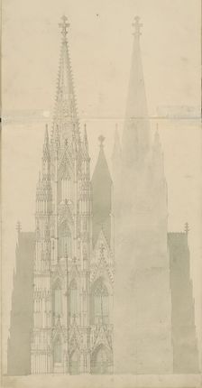 Facade of a Gothic cathedral, c.1850. Creator: Petrus Josephus Hubertus Cuypers