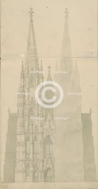 Facade of a Gothic cathedral, c.1850. Creator: Petrus Josephus Hubertus Cuypers.