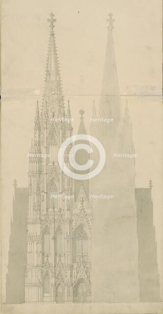 Facade of a Gothic cathedral, c.1850. Creator: Petrus Josephus Hubertus Cuypers.