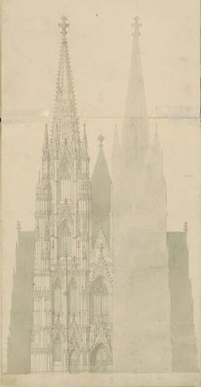 Facade of a Gothic cathedral, c.1850. Creator: Petrus Josephus Hubertus Cuypers