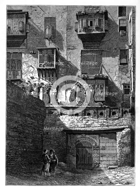Facade of a house in the old part of Cairo, Egypt, c1890. Artist: Unknown