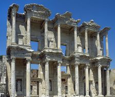 Facade of Celsus Library, Ephesus, Near Selcuk, Turkey, 1999. Creator: LTL
