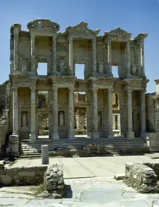 Facade of Celsus Library, Ephesus, Near Selcuk, Turkey, 1999. Creator: LTL