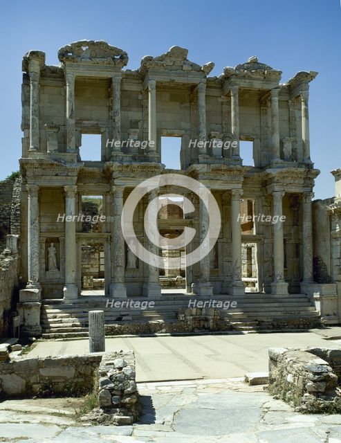 Facade of Celsus Library, Ephesus, Near Selcuk, Turkey, 1999. Creator: LTL.