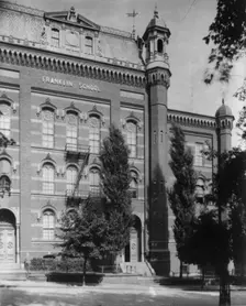 Facade of Franklin School, between 1890 and 1950. Creator: Frances Benjamin Johnston