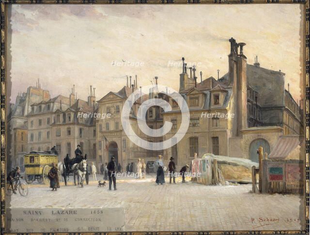 Facade of Saint-Lazare prison, rue du Faubourg Saint-Denis, 1903. Creator: Paul Schaan.
