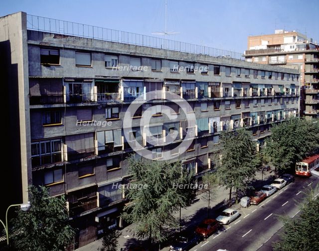 Façade of the Bloc House (1934-1936), located at the street Torras i Bages in the district of San…