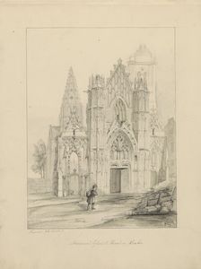 Façade of the cathedral of Senlis, c.1850. Creator: Petrus Josephus Hubertus Cuypers