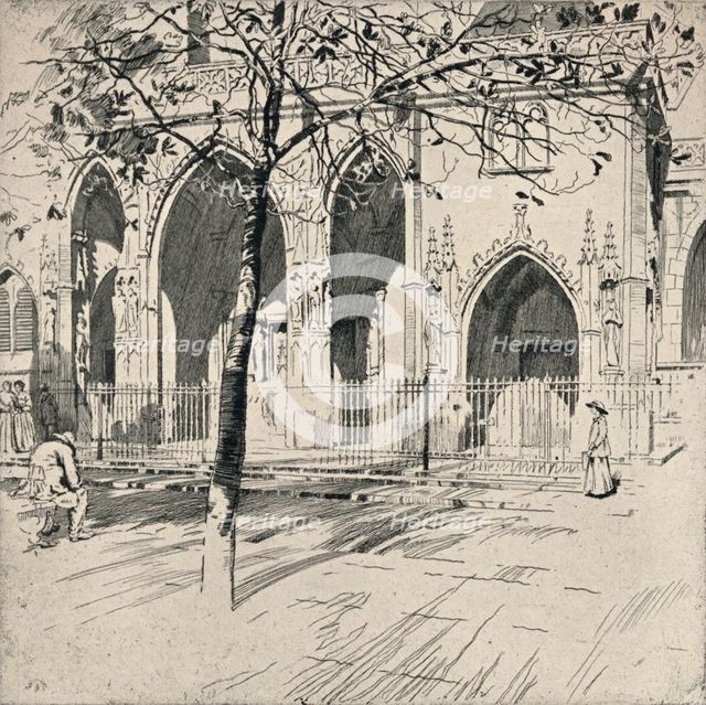 'Façade of the Church of St Germain-l'Auxerrois', 1915. Artist: Raymond Ray-Jones.