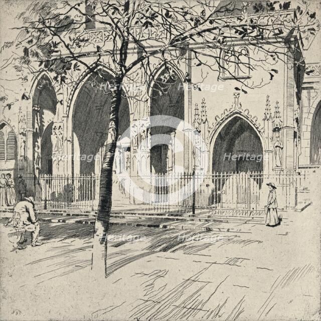 'Façade of the Church of St Germain-l'Auxerrois', 1915. Artist: Raymond Ray-Jones.