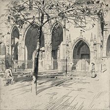 Façade of the Church of St Germain-l'Auxerrois 1915. Artist: Raymond Ray-Jones