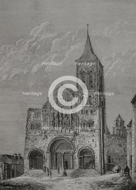 Facade of the church of St Mary Magdalene in Vézelay, France, (1877).  Creator: Unknown.