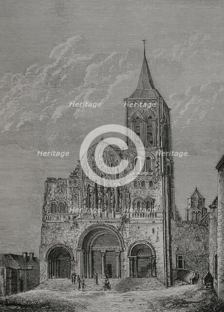 Facade of the church of St Mary Magdalene in Vézelay, France, (1877).  Creator: Unknown.