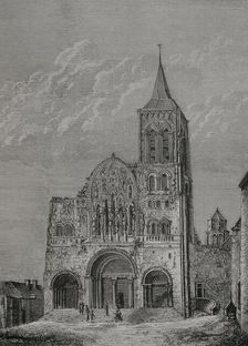Facade of the church of St Mary Magdalene in Vézelay, France, (1877). Creator: Unknown