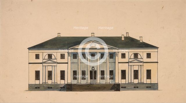 Facade of the House in the Golitsyn' Petrovo-Dalneye Estate, First quarter of 19th cen.. Artist: Anonymous  