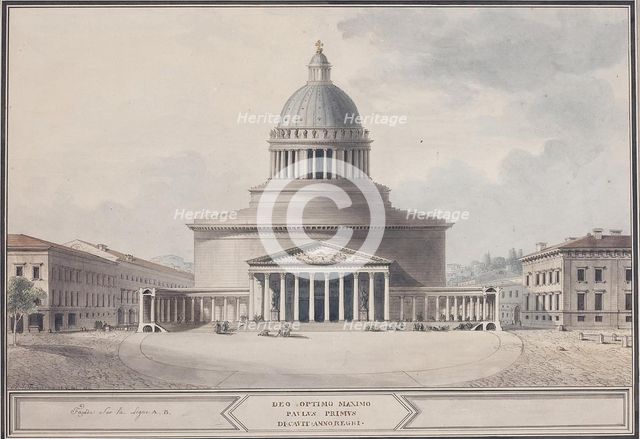 Facade of the Kazan Cathedral in Saint Petersburg, 1800. Artist: Thomas de Thomon, Jean François (1754-1813)