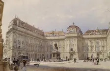 Facade of the National Library, Vienna, 1840-1849. Creator: Rudolf von Alt