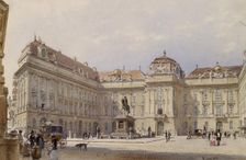 Facade of the National Library, Vienna, 1840-1849. Creator: Rudolf von Alt