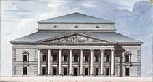 Facade of the Saint Petersburg Imperial Bolshoi Kamenny Theatre, 1802. Artist: Thomas de Thomon, Jean François (1754-1813)