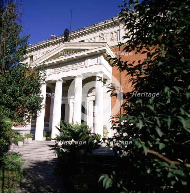 Façade of the Spanish Royal Academy of the Language in Madrid.