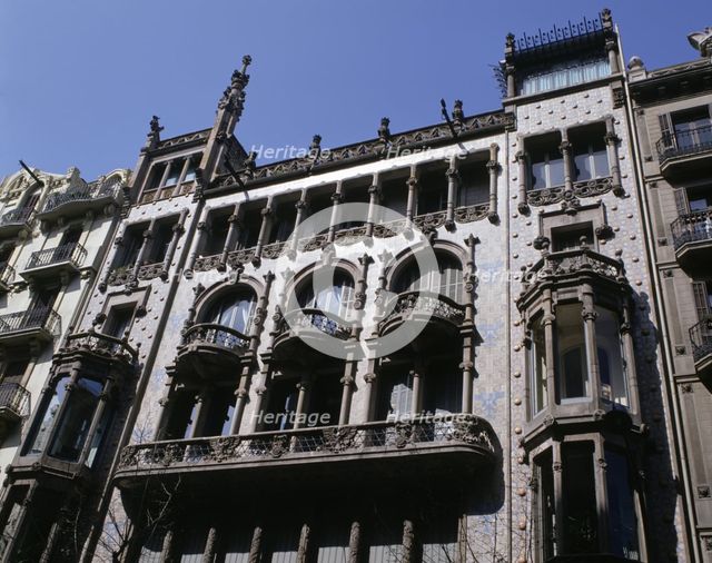 Façade of Thomas House in 293 Mallorca Street, Barcelona, ??by Lluis Domenech i Montaner in 1895-…