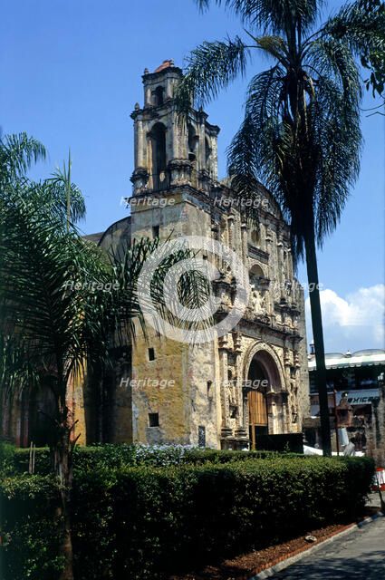 Façade and bell tower of the Temple of the Third Order located in the forecourt of the Cathedral …