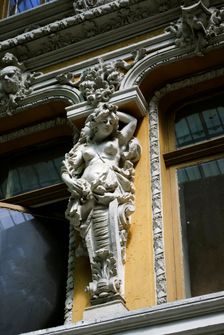 Facade and statues, "The Passage", hotel and mall, Odessa, Ukraine, 2011. Creator: LTL