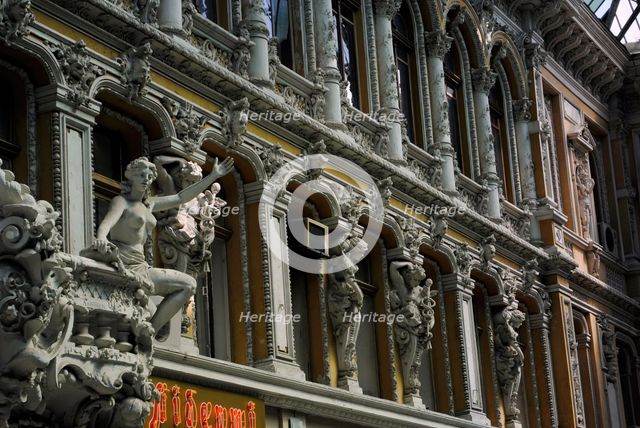 Facade and statues, "The Passage", hotel and mall, Odessa, Ukraine, 2011.  Creator: LTL.