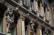 Facade and statues, "The Passage", hotel and mall, Odessa, Ukraine, 2011. Creator: LTL