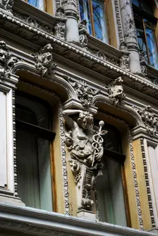 Facade and statues, "The Passage", hotel and mall, Odessa, Ukraine, 2011. Creator: LTL